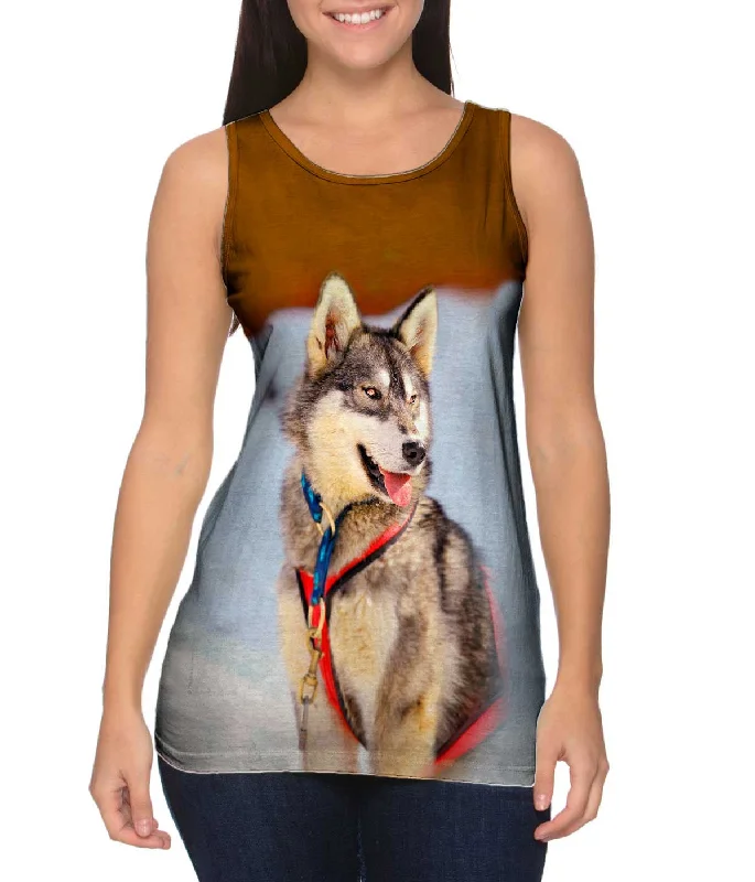 Square Neck Women's Organic Cotton Tank Tops in Earth TonesSledding Husky