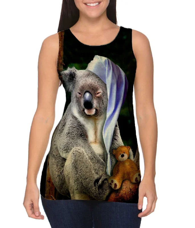 Plunge Neck Women's Seamless Tank Tops for a Smooth FitSleeping Cap Koala