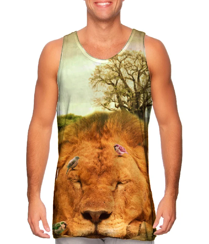 Women's Sleeveless Ribbed Tank Tops for a Trendy LookSleeping Lion And Birds