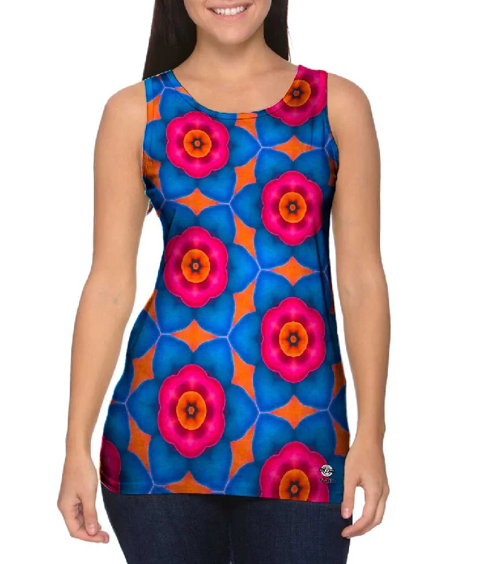 One - Shoulder Women's Rayon Blend Tank Tops for a Flowy LookSmell The Blue Flowers Pattern