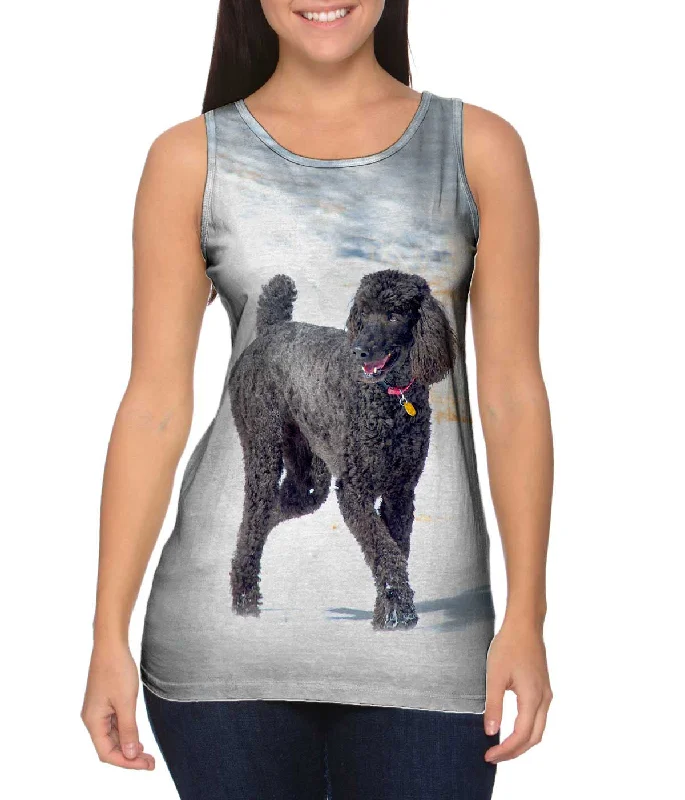 Mock Neck Women's Performance Tank Tops for CyclingSmokey Poodle In The Snow