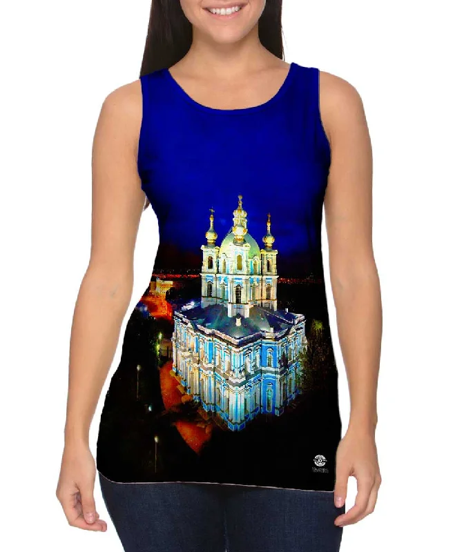 Plus Size Women's Glitter - Trimmed Tank Tops for Party NightsSmolniye Monastery Russia