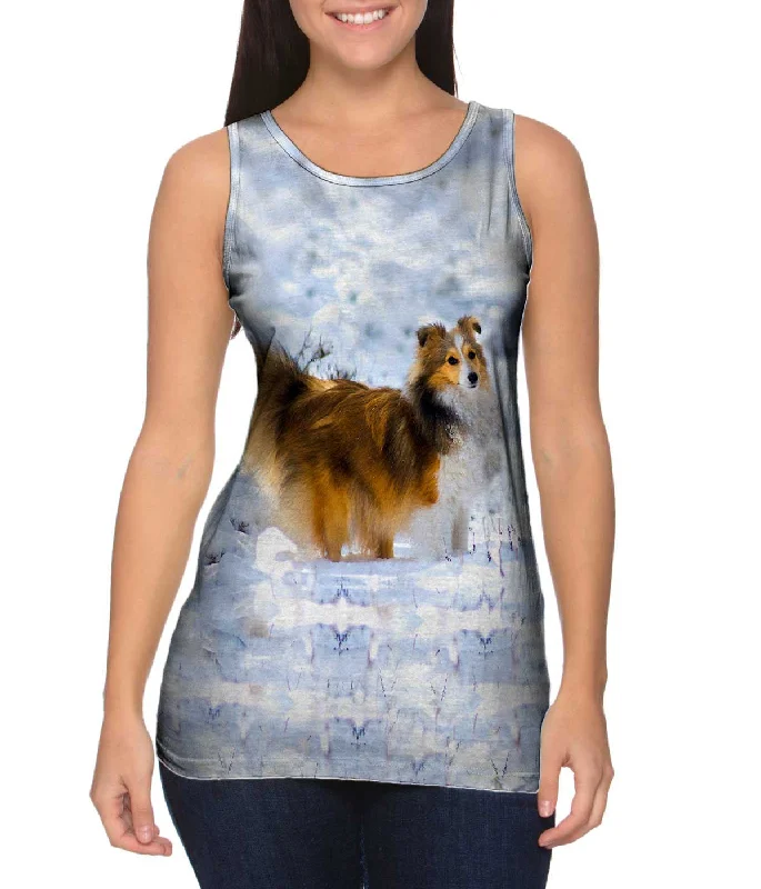 Women's Sleeveless Ribbed Tank Tops for a Trendy LookSnow Day Sheltie