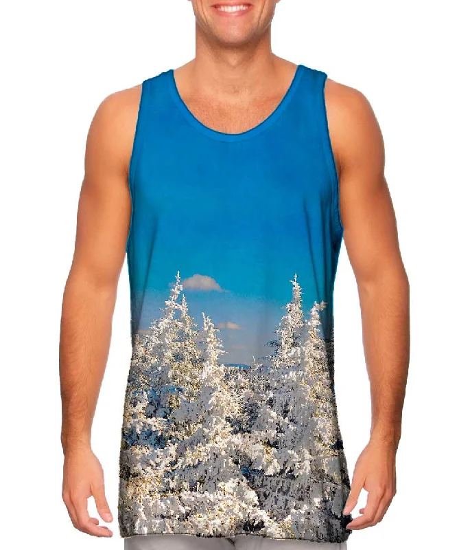 Crew Neck Women's Sustainable Tank Tops Made from Recycled MaterialsSnow Filled Trees