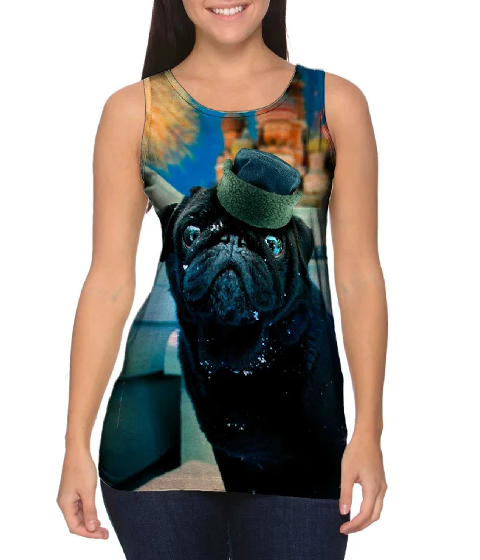 Mock Neck Women's Performance Tank Tops for CyclingSnow Kremlin Pug