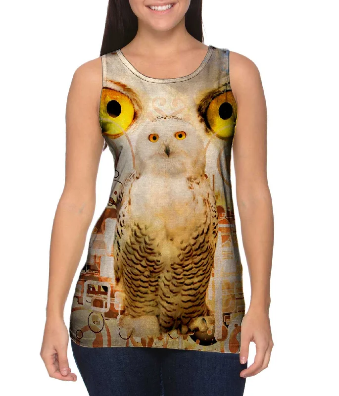 High - Neck Women's Silk Blend Tank Tops for a Luxurious FeelSnow Nebula Owl