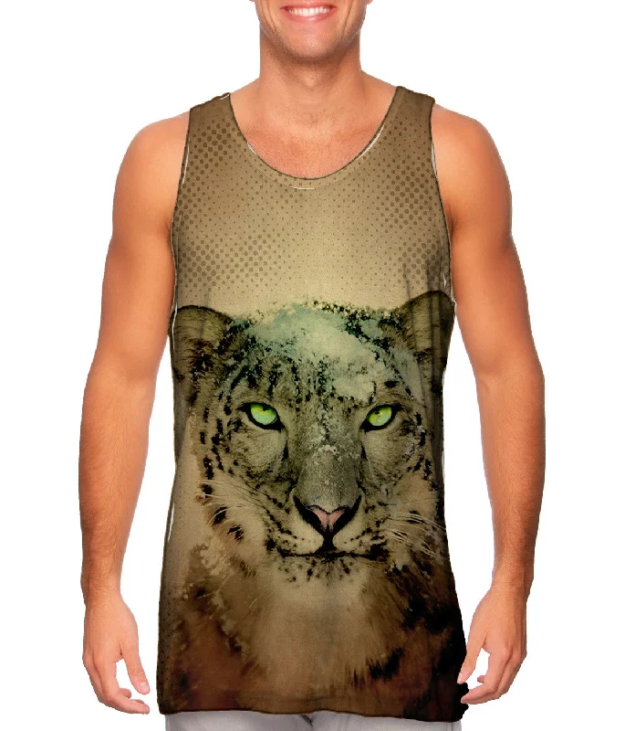 Square Neck Women's Organic Cotton Tank Tops in Earth TonesSnowy Snow Leopard