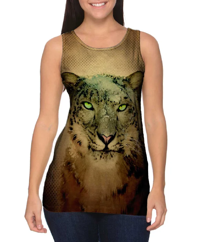 Women's Sleeveless Ribbed Tank Tops for a Trendy LookSnowy Snow Leopard