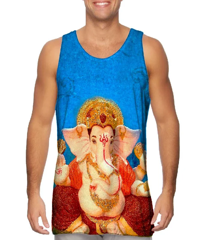 V - Neck Women's Moisture - Wicking Tank Tops for RunningSonphoto - "Blue Hindu God Ganpathy" (2011)