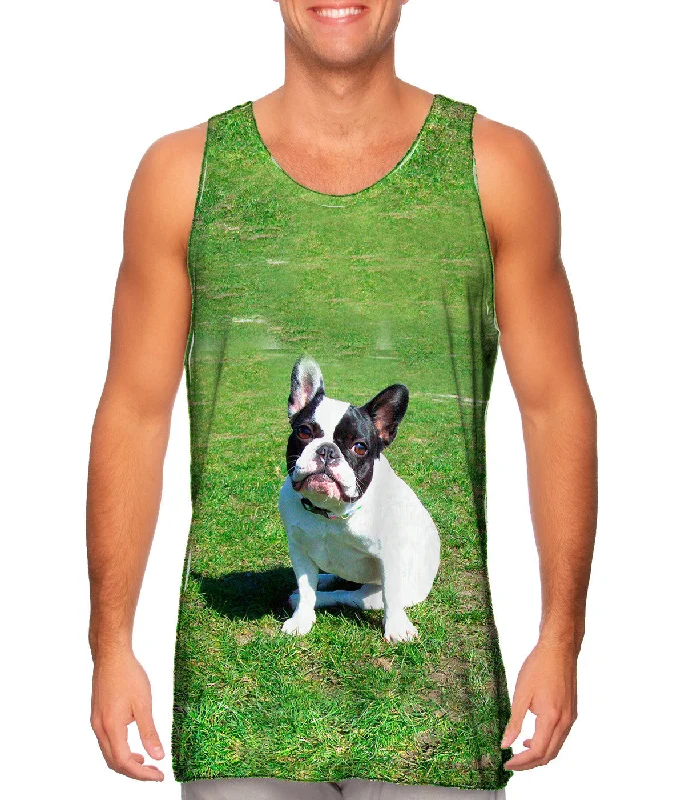 Plus Size Women's Side - Slit Tank Tops in Metallic ShadesSophisticated French Bulldog