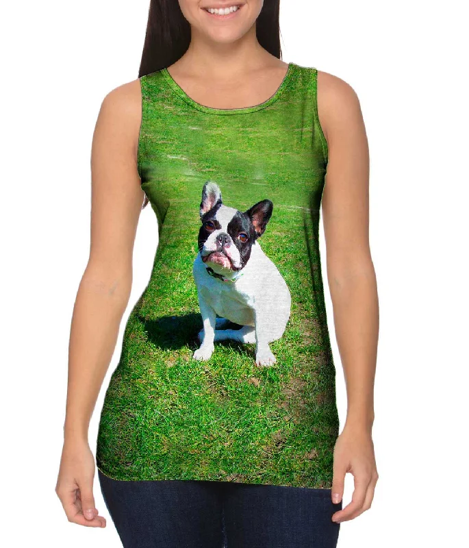 Women's Spaghetti Strap Tank Tops with Geometric PatternsSophisticated French Bulldog