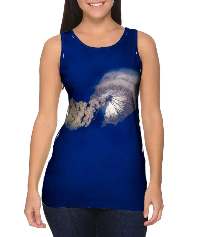 Plus Size Women's Criss - Cross Back Tank Tops in Neon ColorsSpace Aleutian Islands Alaska Volcano