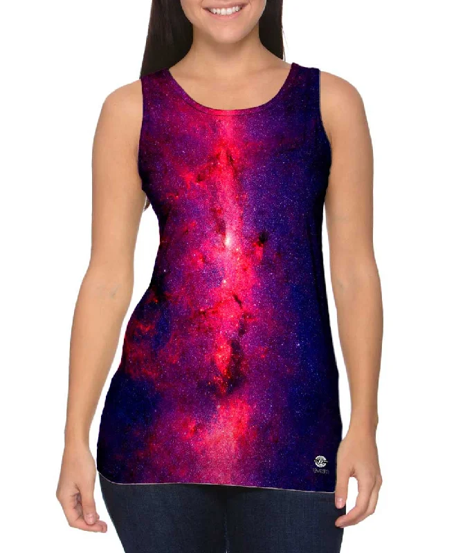 Women's Button - Down Tank Tops in Striped PatternsSpace Center Of The Milky Way Galaxy Purple