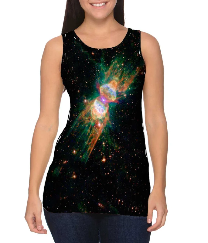 Plus Size Women's Puff - Sleeve Tank Tops in Pastel HuesSpace Galaxy Ant Nebula