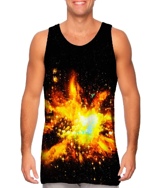 Plus Size Women's Criss - Cross Back Tank Tops in Neon ColorsSpace Galaxy Beautiful Nebula