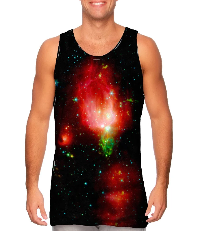 Women's Button - Down Tank Tops in Striped PatternsSpace Galaxy Cluster