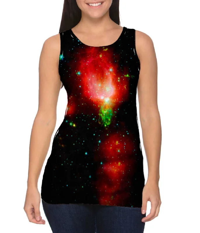 Plus Size Women's Embroidered Tank Tops in Boho StylesSpace Galaxy Cluster