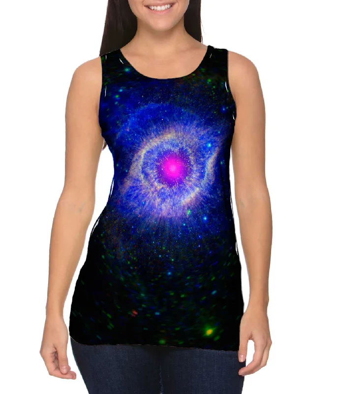 Plus Size Women's Puff - Sleeve Tank Tops in Pastel HuesSpace Galaxy Helix Nebulae