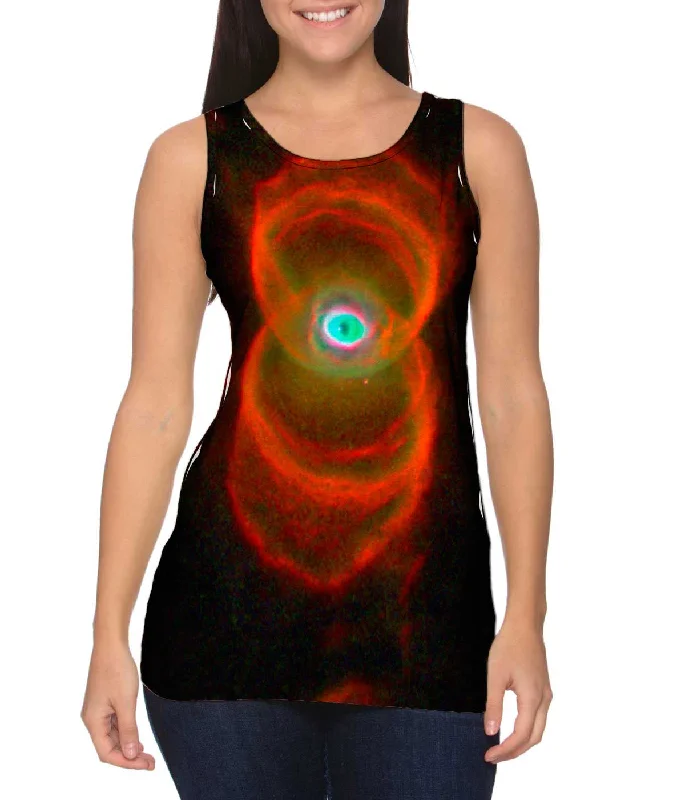 Plus Size Women's Criss - Cross Back Tank Tops in Neon ColorsSpace Galaxy Hourglass Nebula