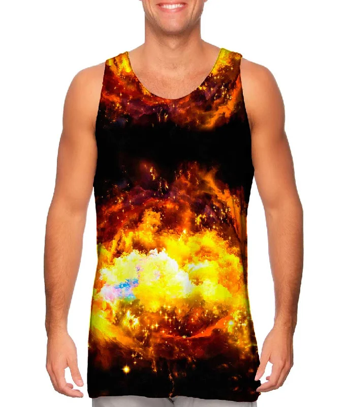 Plus Size Women's Embroidered Tank Tops in Boho StylesSpace Galaxy Nebula Burst