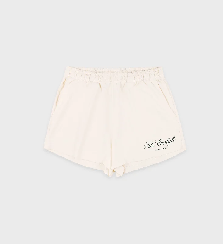 Cuffed Women Shorts for a Laid - Back and Trendy LookThe Carlyle Script Disco Short - Cream/Forest