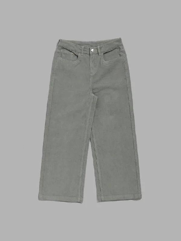 Plus Size Women Shorts with a Comfortable and Stylish FitY&F Kids Solid Grey Corduroy Trousers