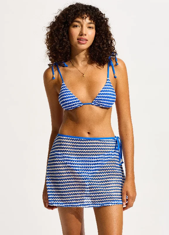 Monokini - style bikini with a unique one - piece - meets - bikini designMesh Effect A-Line Skirt - Azure