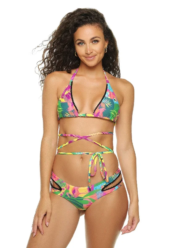 Floral - printed bikini for a feminine and colorful beach vibeTeddy Wrap Triangle Bikini Top - Havana Nights Jungle Print