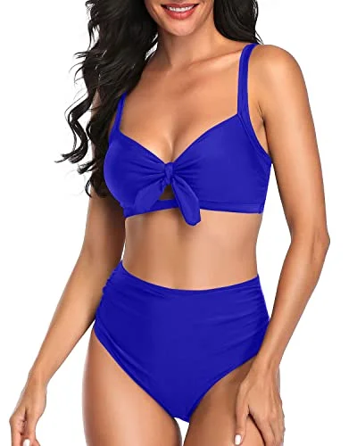 Push - up bikini top to enhance the bust for a confident beach appearanceHawaii Honeymoon Two Piece Bikini Set For Women Bathing Suits-Royal Blue