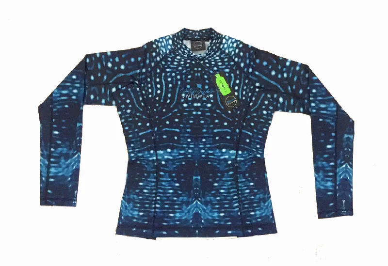 Sustainable bikini made from recycled materials for eco - conscious beachgoersWomens - Whale Shark - Long sleeve - Rash Vest - Repreve® Fabric